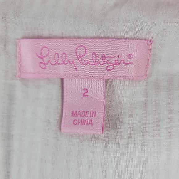 Lilly Pulitzer Adeline Dress Womens 2 Pink White Stripe Seersucker Mini Ruffles - Picture 3 of 12